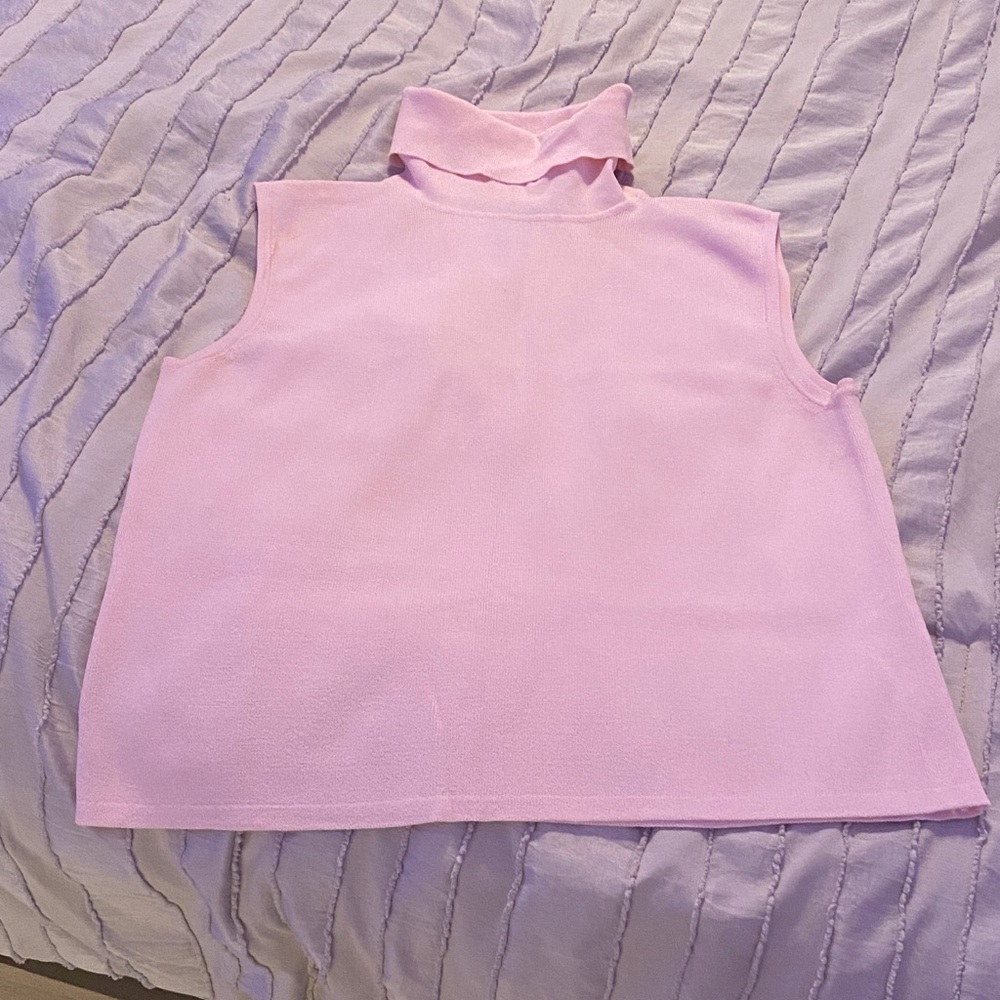 Pink Sleeveless Turtleneck Top
